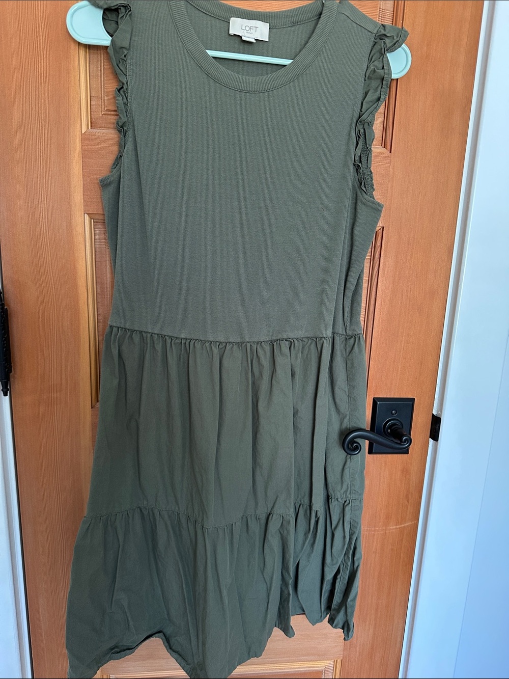 LOFT Olive Green Ruffle Sleeve Tiered Girls Dress